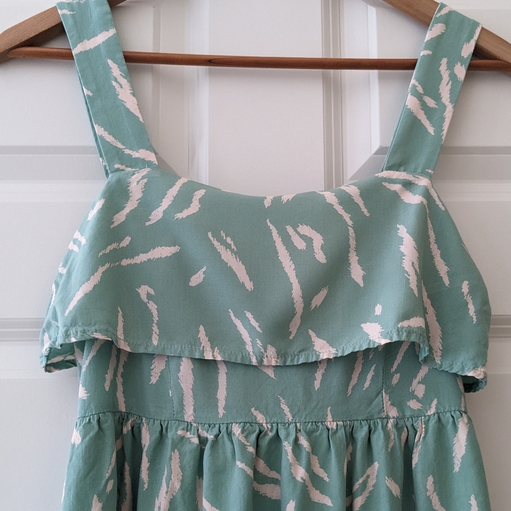 Lush midi dress sundress Small lined tie back mint green summer